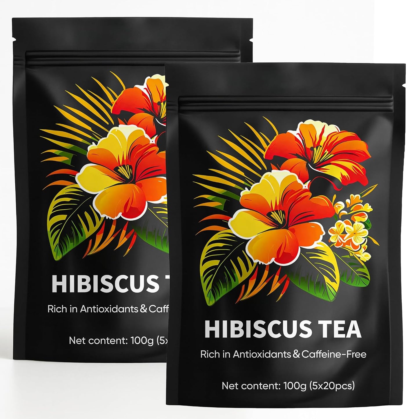Hibiscus Tea Organic, Hibiscus Tea Loose Leaf Tea Bags, Rich In Anthocyanins & Vitamin C, Naturally Caffeine-Free, Tart & Refreshing Flavor, 20 Tea Bags