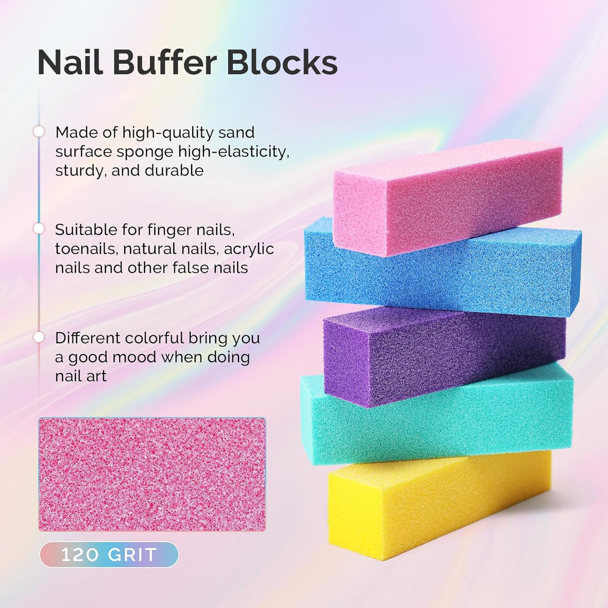 MelodySusie 16Pcs Professional Nail Buffer Kit,Nail Files and Buffers,Nail Buffer Block,Nail Brush, Nail File Buffers Kit for Natural Nails,DIY,Home Use,Salon（100/180 Grit）