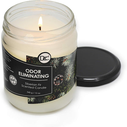 Vanilla Bean Odor Eliminating Highly Fragranced Candle - Eliminates 95% of Pet, Smoke, Food, and Other Smells Quickly - Up to 80 Hour Burn time - 12 Ounce Premium Soy Blend - Colors B