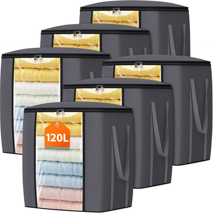 TasticTotes 120L Extra Large Blanket Clothes Storage Bags, Gray