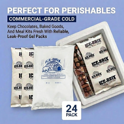 ICE-BRIX Reusable Gel Ice Packs for Shipping, 5 x 2.75 x 0.75 in, 3 oz White (96 Pack) - Compact Cold Packs for GLP-1 Medication Mailers, Lunch Boxes, Small Coolers, Frozen Food & Perishables