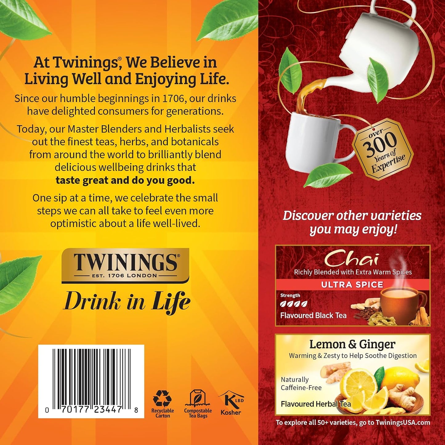 Twinings Tea Classics Collection Gift Box Variety Sampler, 48 Tea Bags (Pack of 1), Enjoy Hot or Iced, Includes Black, Herbal, Green, & Chai Teas