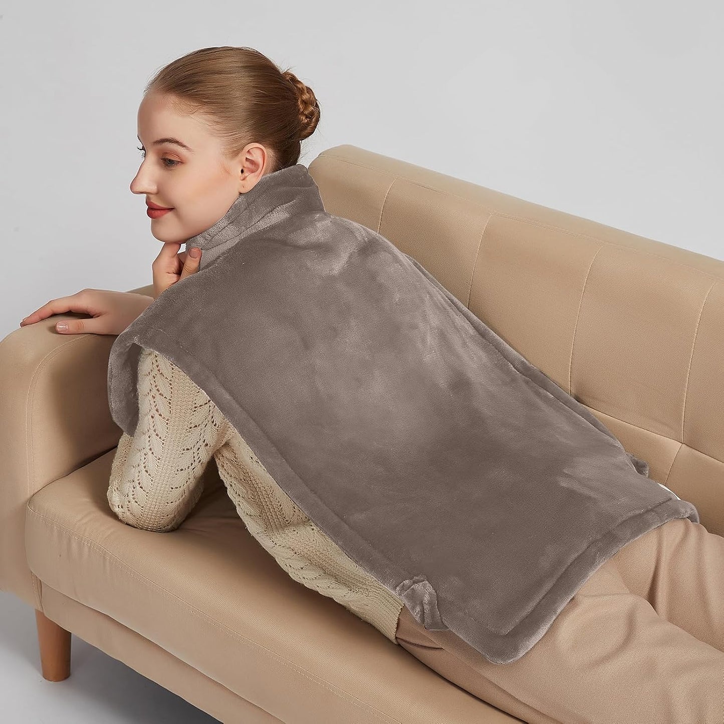 Ruqiji 19" x 24" Weighted Neck&Shoulder Heating Pad, 2.5lbs with 12 Temperature Settings&Countdown Timer,Pain Relief for Neck/Shoulders/Menstrual Pain(Dark Gray)