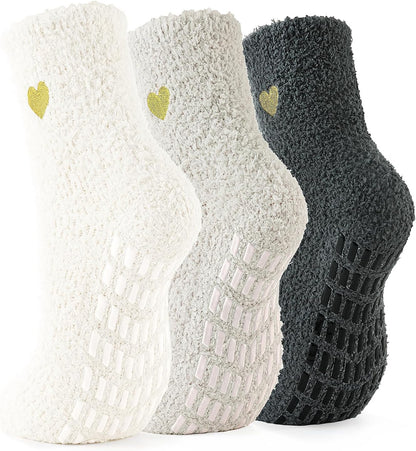 Slipper Socks for Women Men Grip Hospital Socks with Grips Fuzzy Non Slip Warm Womens Gifts