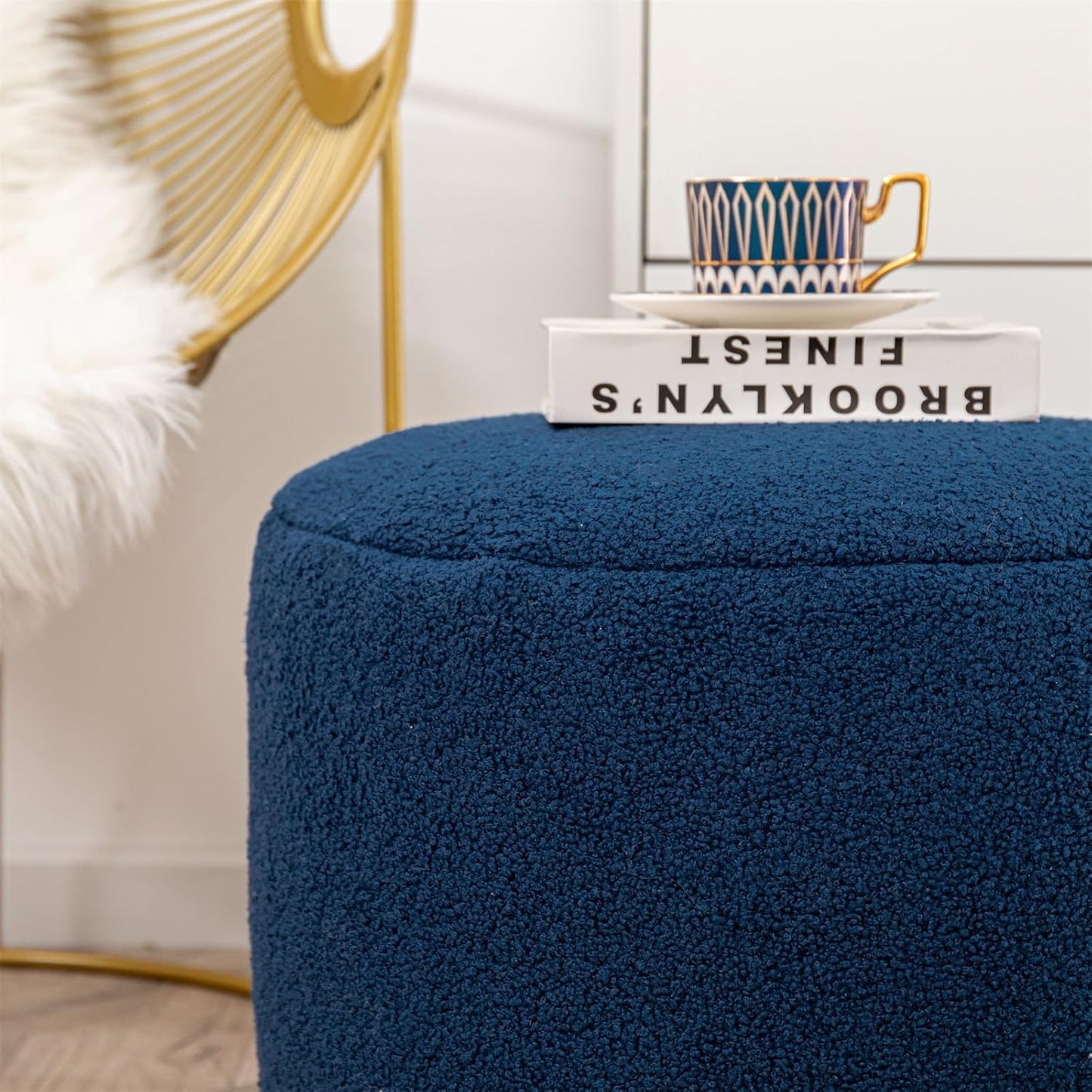 Round Pouf Ottoman 20 x 20 x 14 Inches Boho Poof Home Decor Floor Pouffe Ottoman Foot Rest for Couch Sofa Bean Bag Chairs Living Room Bedroom (Green)