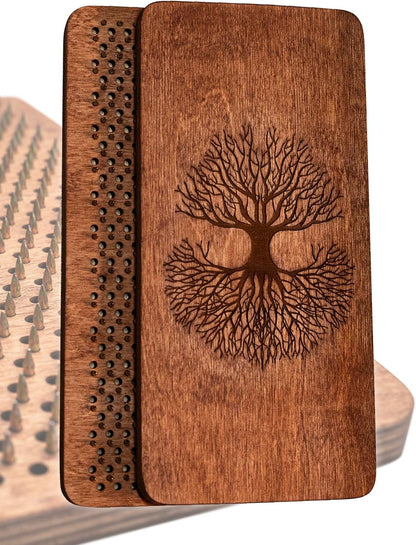 Sadhu board, Wooden Yoga Board for Acupressure and Meditation with Nails for Deep Tissue Massage, Acupuncture Massage, Nails Distance 0.39 In (10 mm)