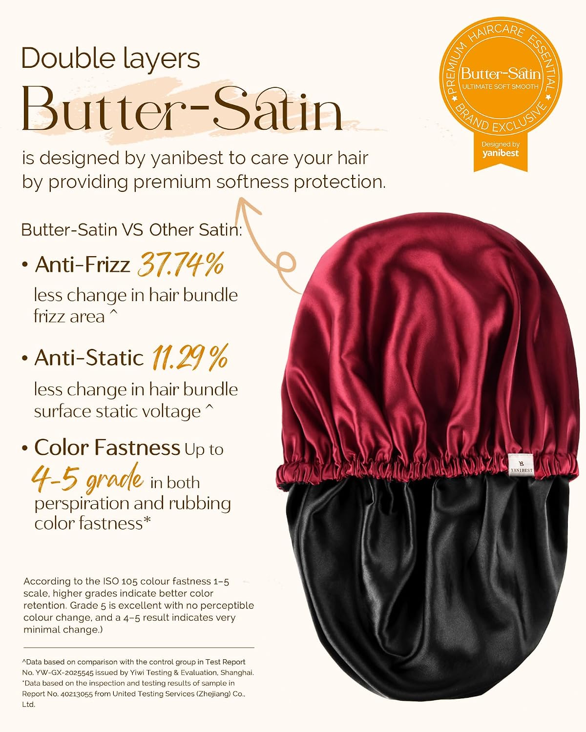 YANIBEST Silk Bonnet Satin Bonnet for Sleeping Women Men, Adjustable Double Layer Hair Bonnet for Curly Braids Reduce Frizz