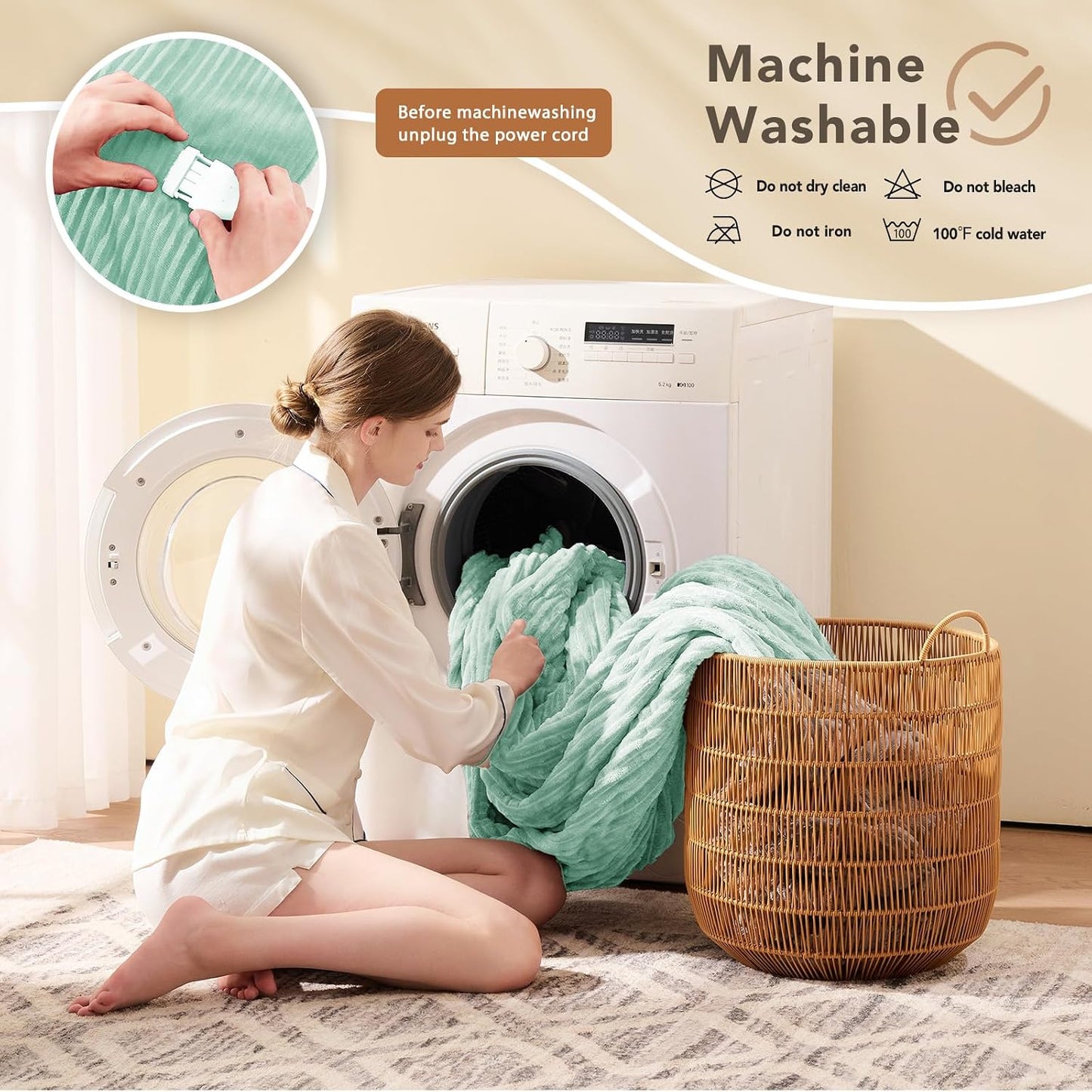 Homemate Heated Blanket Electric Throw - 50"x60" Heating Blanket Throw 1/2/4/6/8 Hours Auto-Off 10 Heat Levels Over-Heat Protection Soft Flannel Sherpa Heater ETL Certification