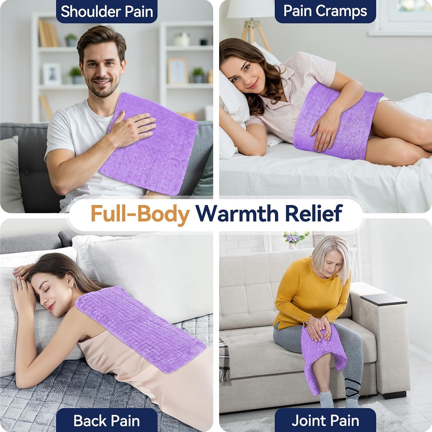 Extra Large Heating Pad for Back Pain Relief, 33"x17" Electric Heat Pad for Neck, Shoulders, Cramps, Menstrual Pain, 9 Heat Settings & 4 Auto-Off Timers, Soft Machine Wash Fabric, Gifts for Lover Gray
