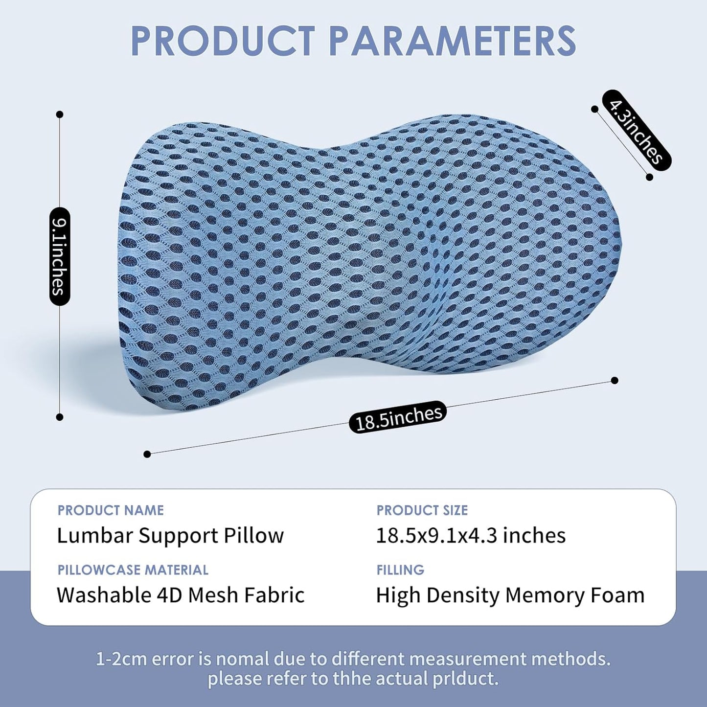 kasney Lumbar Support Pillow, Back Pillow for Low Back Pain Relief, Ergonomic Streamline Car Seat, Office Chair, Recliner and Bed (Gray)