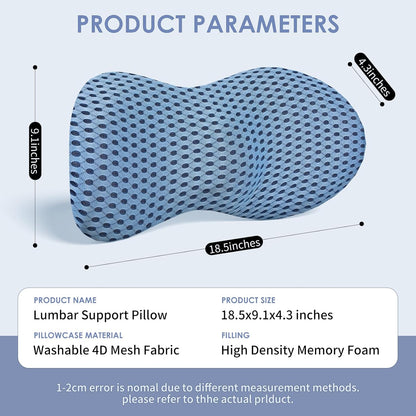 kasney Lumbar Support Pillow, Back Pillow for Low Back Pain Relief, Ergonomic Streamline Car Seat, Office Chair, Recliner and Bed (Gray)