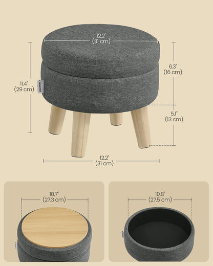 SONGMICS Foot Stool Ottoman, Small Storage Ottoman with Legs, 15.7 Inches
