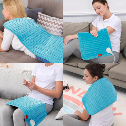 Comfytemp Extra Large Heating Pad for Back & Period, 33''x 17'' King Size FSA Eligible Pack, Birthday Gifts for Women Men Mom Dad, HSA Electric XL Heat Wrap for Body/Shoulder/Neck/Knee, Washable, Blue