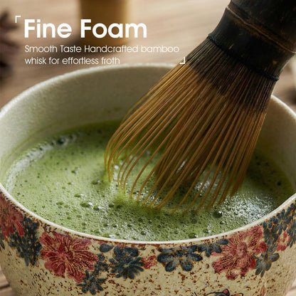 Matcha Whisk Set, 7-Piece Matcha Kit with Ceramic Bowl, Bamboo Whisk, Scoop, Sifter, Holder & Bamboo Mat – Premium Matcha Tea Set for Beginners & Matcha Lovers