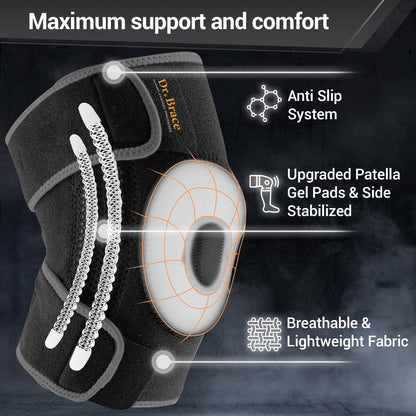 DR. BRACE ELITE Knee Brace with Side Stabilizers & Patella Gel Pads for Maximum Knee Pain Support and fast recovery for men and women-Please Check How To Size Video (Mercury, Medium)
