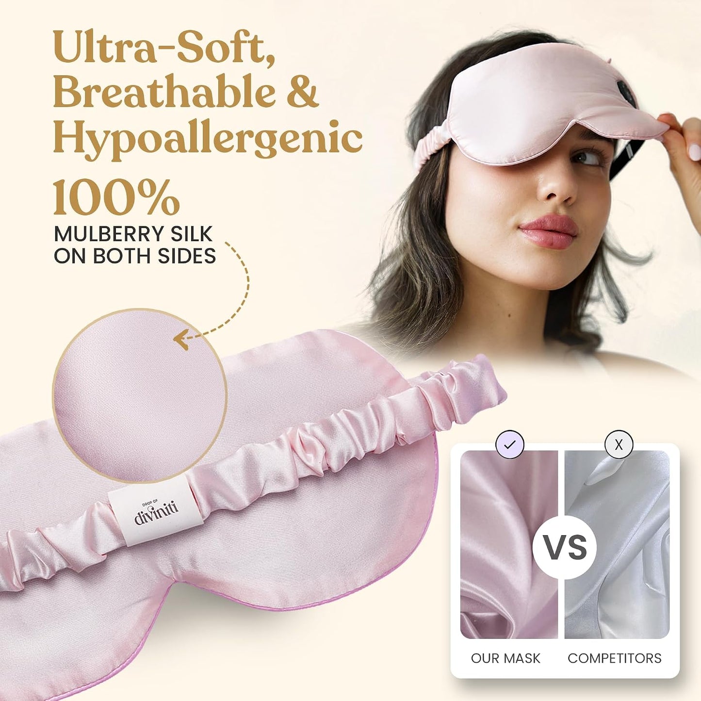 Silk Cordless Heated Eye Mask for Dry Eyes - Heating Warm Electric Mask Hot Moist Compress Heating Pad, Blepharitis, Chalazion, Stye - USB Rechargeable Sleep Mask - Pink