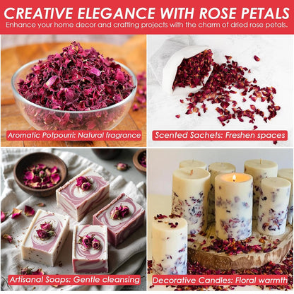 Cure wid Pure Organic Dried Rose Petals 4oz - Food Grade Edible Rose Petals