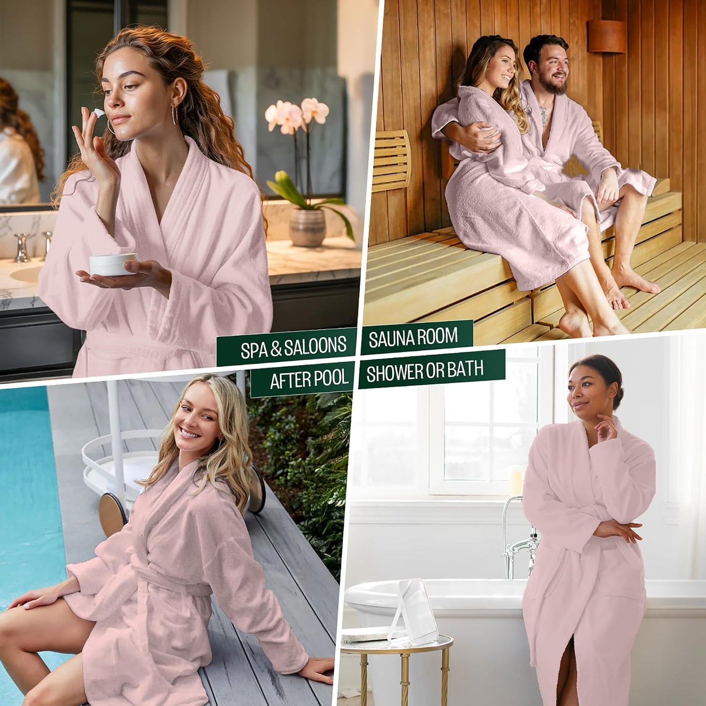Pearl Linens Cotton Terry Shawl Collar Bathrobe - Soft, Lightweight & Absorbent Unisex Spa Robe for Women & Men - 1 Piece