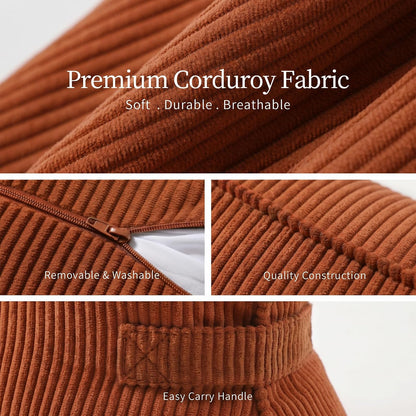 Pat. Pend. Corduroy Lumbar Support Back Pillow for Watching TV, Reading & Gaming, Ergonomic Triangle Support Cushion for Sofa, Armchair & Bed Sitting, Removable Washable Cover, Beige Gray