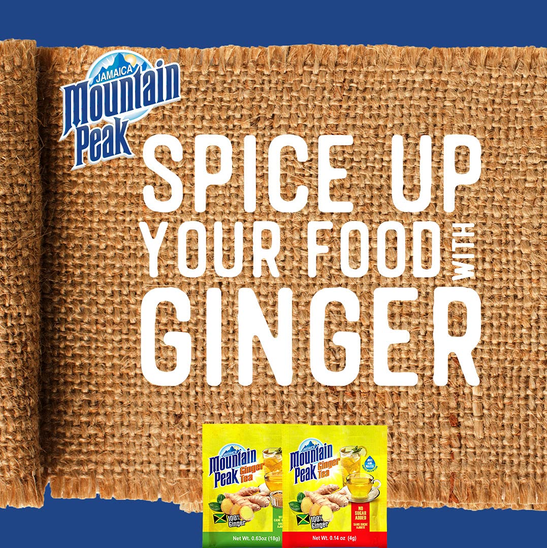 Jamaica Mountain Peak Original Ginger Tea, Unsweetened, 14 x 0.42 oz Sachets (Pack of 3) - Total 42 Sachets