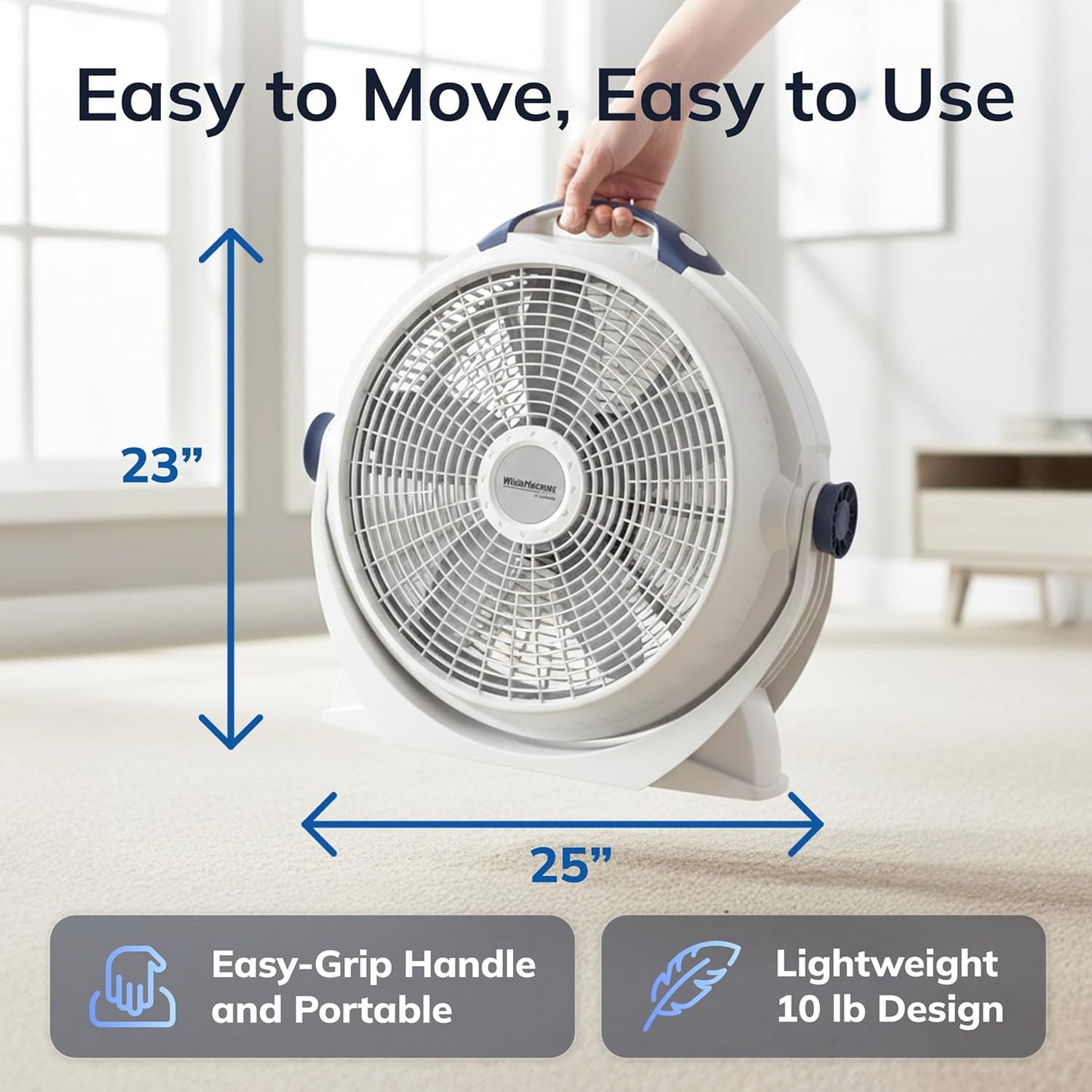 Lasko Wind Machine Fan, Air Circulator Fan with 3 Speeds, 20" Model 3300, Gray