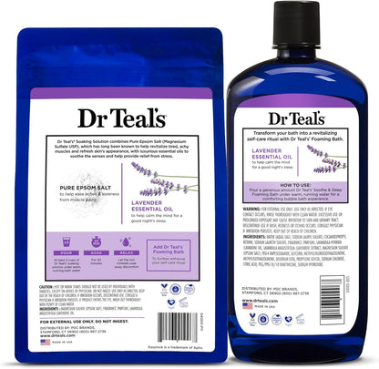 Dr. Teal's Epsom Salt Soaking Solution and Foaming Bath with Pure Epsom Salt Combo Pack, Lavender
