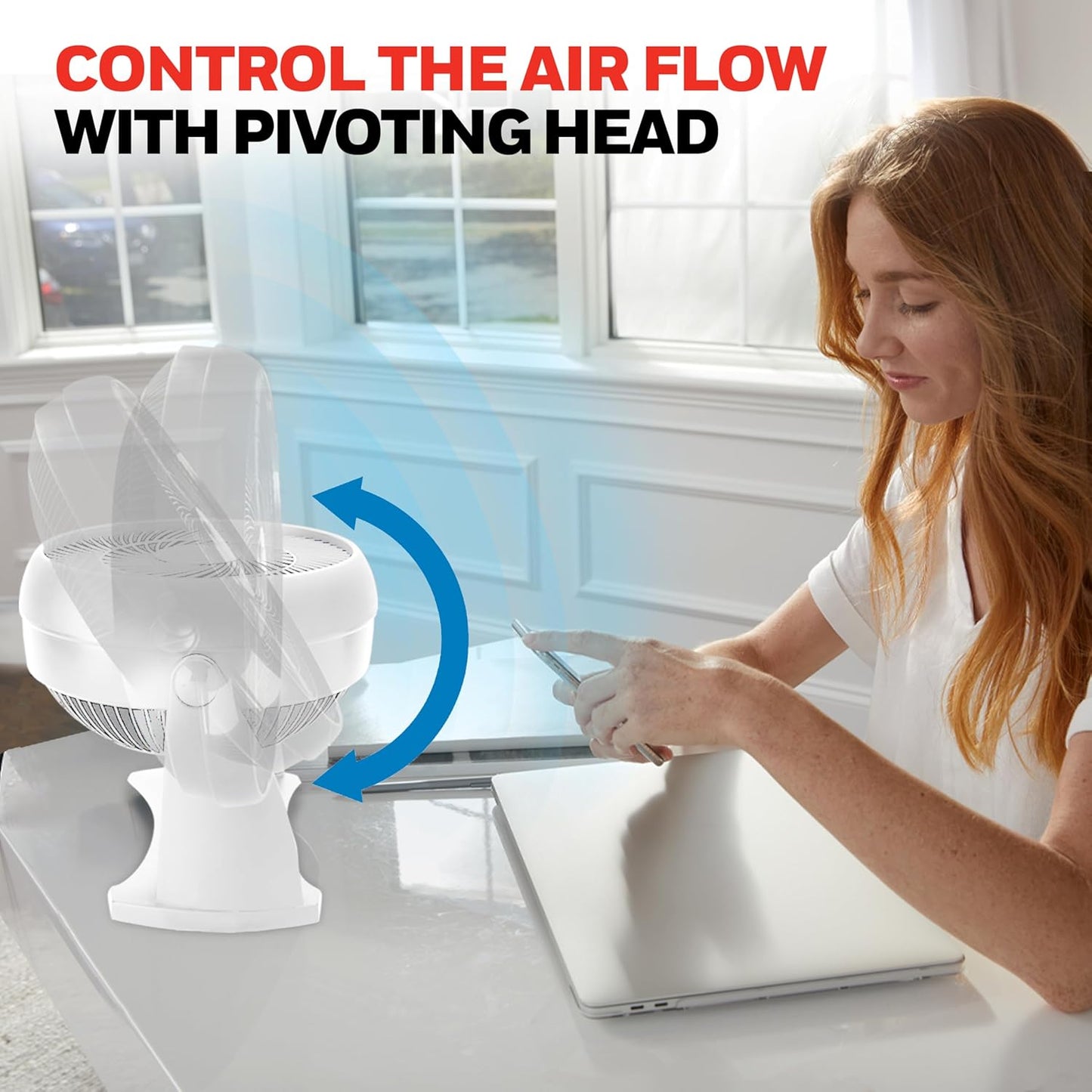 Honeywell TurboForce Air Circulator, Small Tabletop Fan, Quiet Personal Fan for Home or Office, 3 Speeds, 90 Degree Pivoting Head, Black, HT900
