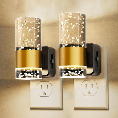 L LOHAS LED Night Lights Plug into wall, Amber Night Light with Adjustable Brightness, Plug in NightLight with Auto Light Sensor, Wall Sconce-Style Design Night Light for Bathroom,Hallway, 2 Pack