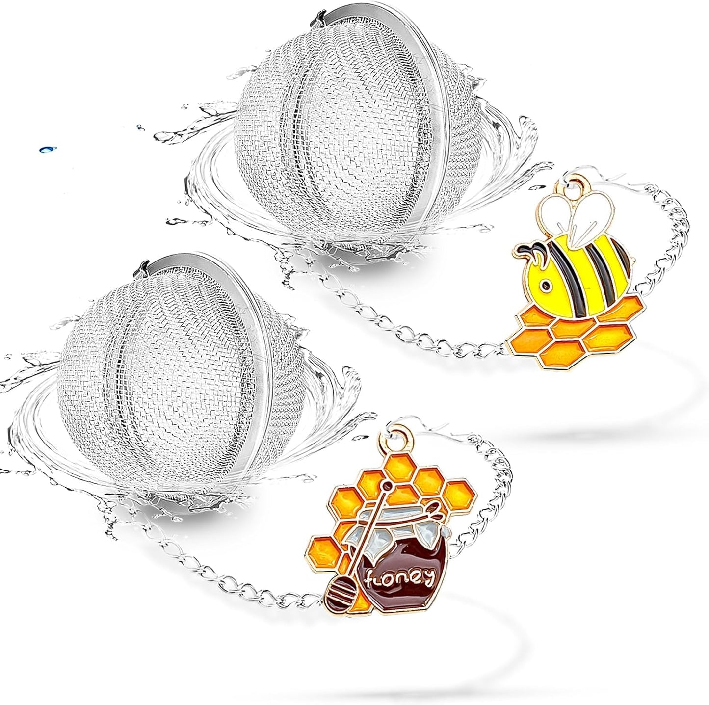 NSTaygate 2pcs Tea Infuser,Loose Leaf Tea Steeper Tea Strainer with Charm Handmade Dragonfly Butterfly Pendant Tea Ball Tea Filter Tea Infusers for Loose Tea