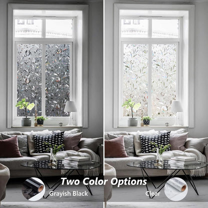Kromapolis Blackout Window Privacy Film Total Light Blocking Room Darkening Window Covering, Removable Static Cling Frosted Glass Tint, Non-Adhesive, Black 17.5'' x 78.7''