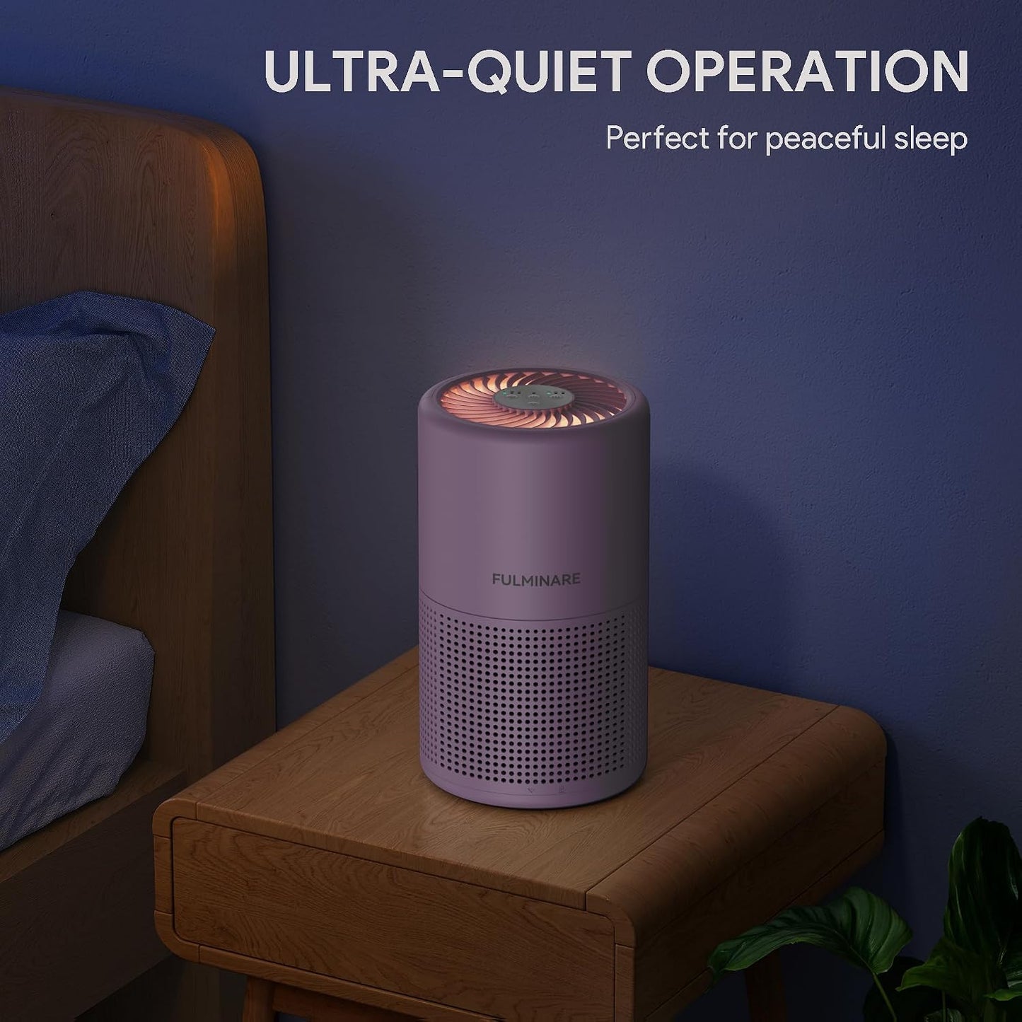FULMINARE Air Purifiers for Home Bedroom H13 HEPA Air Purifier, 3 Speeds, Timer, 24dB, Small Mini Air Purifier with Night Light, Sage Green