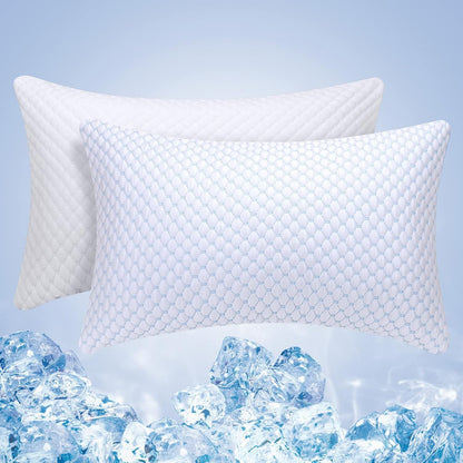 OSBED Shredded Memory Foam Pillows Queen Size Set of 2 | Neck pain relief, supportive, odorless, cooling pillow, adjustable, washable, CertiPUR-US hypoallergenic adult pillow