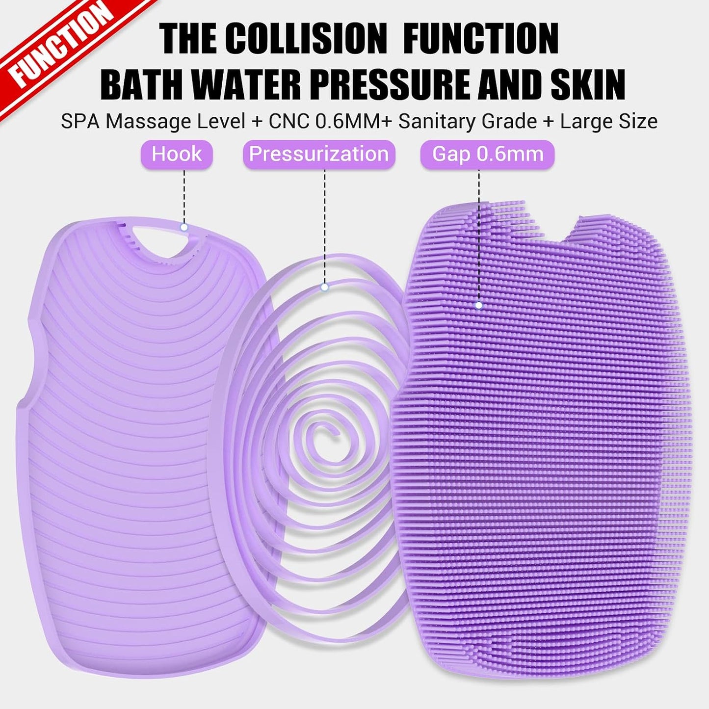 Canroom Silicone Body Scrubber - Zinc Infused-Highly Elastic Bristles Exfoliating Body Scrubber for Shower Body,Cellulite Reduction,Blood Circulation- Black