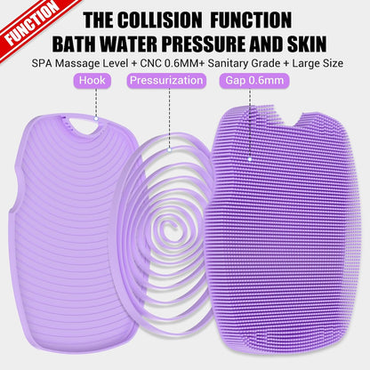 Canroom Silicone Body Scrubber - Zinc Infused-Highly Elastic Bristles Exfoliating Body Scrubber for Shower Body,Cellulite Reduction,Blood Circulation- Black