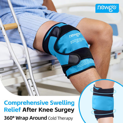 NEWGO Knee Ice Pack Wrap, Ice Pack for Knees Cold Compression Therapy for Knee Replacement Surgery, Arthritis Pain, ACL, Swelling, Sports Injuries (21.7" x 9.8") - Blue