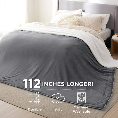 Bedsure GentleSoft Sherpa Fleece Throw Blanket for Couch, Non-Heated, Thick & Warm Cozy Blanket for Winter, Soft Fuzzy Plush Throw Gifts for Women and Men, Grey, 50x60 Inches