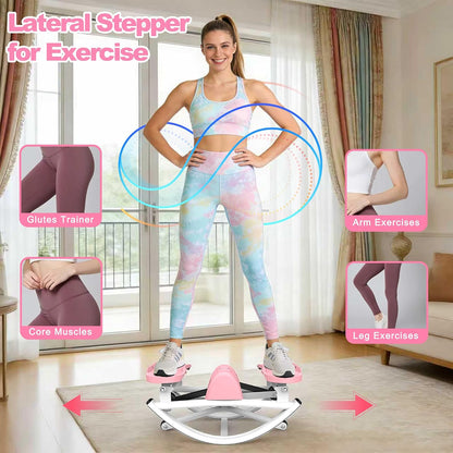 KINMAC Lateral Stepper for Exercise-Rocking Stepper Machine with Resistance Bands & Anti-Slip Mat and LCD Monitor, Professional Stair Stepper for Home Workout