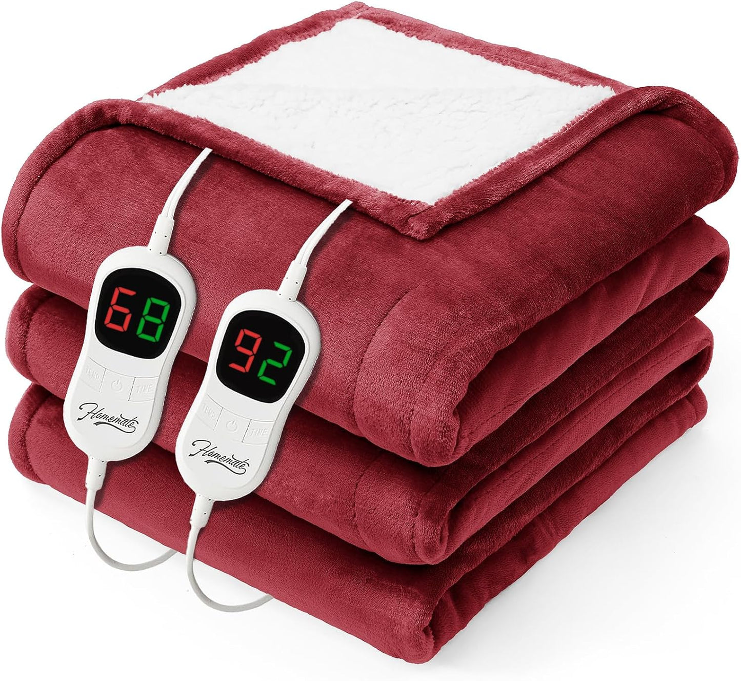 Homemate Electric Heated Blanket Twin - 62"x84" Heating Bed Blankets Throw with 10 Heating Levels 8 Hours Auto Off Fast Heating Over-Heated Protection Ultra Soft Warm Flannel ETL Certified Grey - Colors B