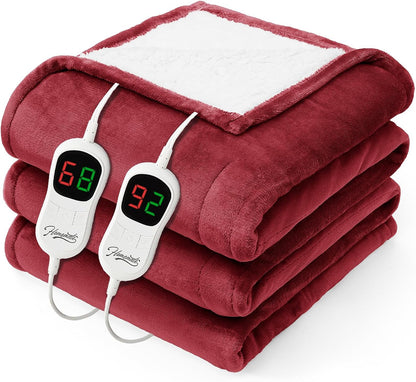 Homemate Electric Heated Blanket Twin - 62"x84" Heating Bed Blankets Throw with 10 Heating Levels 8 Hours Auto Off Fast Heating Over-Heated Protection Ultra Soft Warm Flannel ETL Certified Grey - Colors B