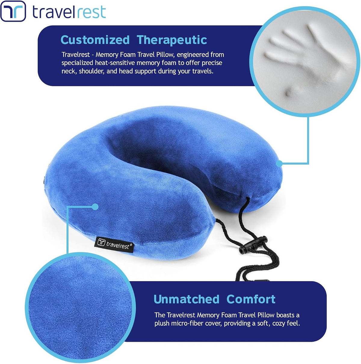TRAVELREST Nest Neck Pillow Travel Essentials - Memory Foam Support - Grey