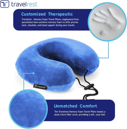 TRAVELREST Nest Neck Pillow Travel Essentials - Memory Foam Support - Grey
