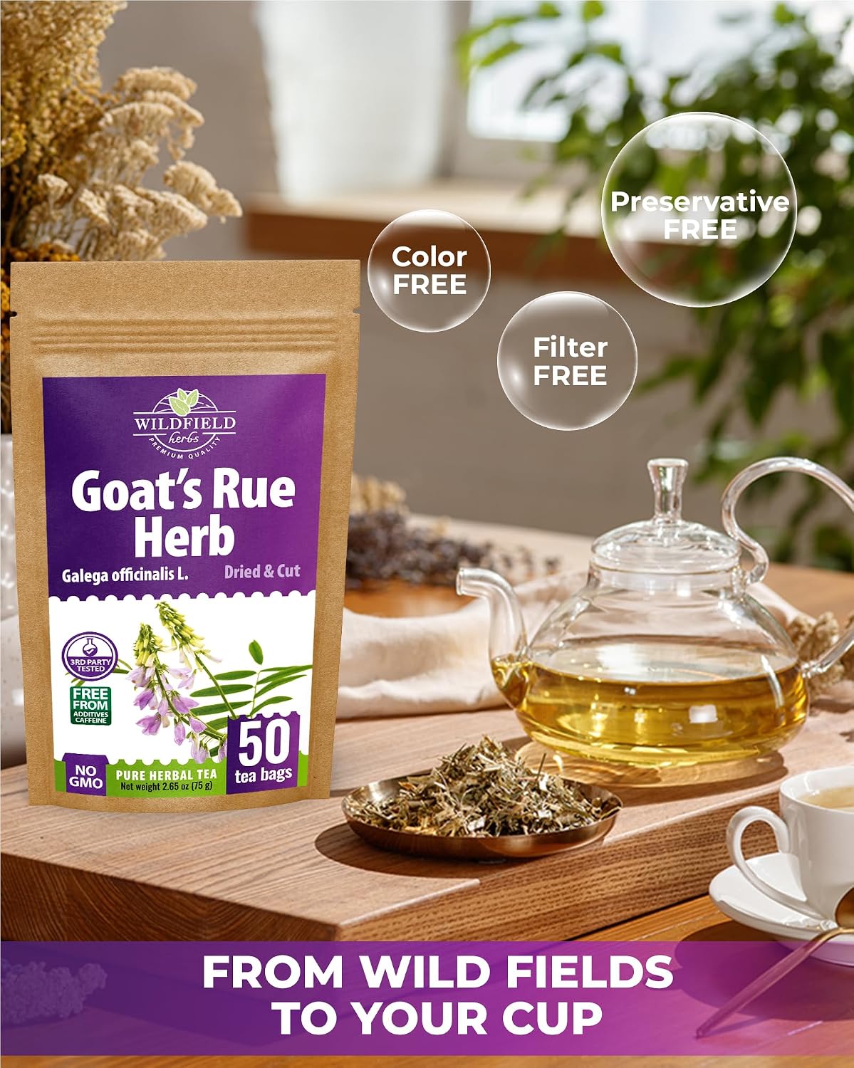 50 Bags Goat's Rue Herbal Tea (Galega Officinalis) - 50 Count 2g Tea Bags Ruda De Cabra