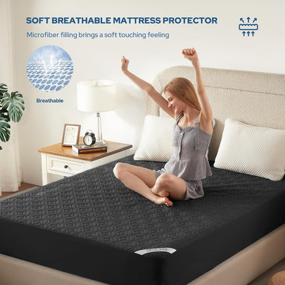 BEDLORE Waterproof Mattress Protector, King Size Mattress Pad with Deep Pocket 6"-18" Depth, Soft Noiseless Dirt-Proof Bed Mattress Cover Washable for Home, Bedroom, Hotel (Gray)