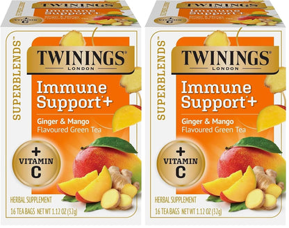 Twinings Peppermint with Probiotics Herbal Tea, 18 Count (Pack of 6), Supports Healthy Digestion, Naturally Caffeine-Free, Enjoy Hot or Iced, 108 Teabags