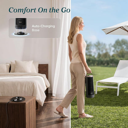 LEVOIT Tower Fan for Bedroom, 20dB Quiet Desk Fan with 23ft/s, Portable & Easy to Carry, 3-Angle & 5-Speed Mini Oscillating Fan, DC Motor, Bladeless, Remoter, 12H Timer, for Home, Room, Office, White