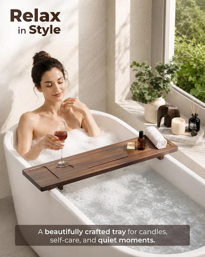 Acacia Large Bath Tray for Tub 34.6"x9" Wooden Bathtub Caddy Tray