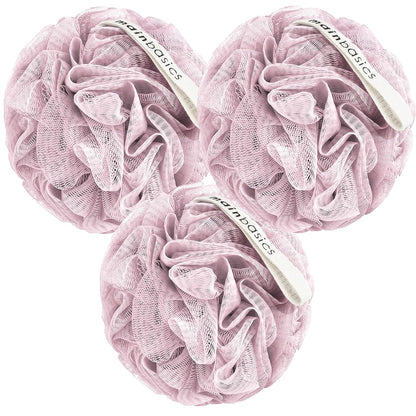 MainBasics Bath Shower Loofah Sponge Pouf Body Scrubber Exfoliator Body Wash Sponge (Set of 3, Airy Blossom)