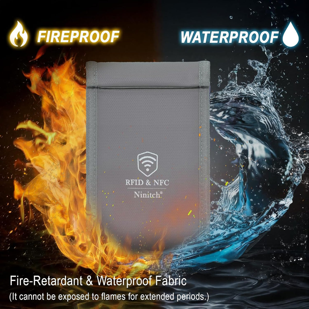 Faraday Bags for Phone Privacy & Security - Signal Blocking Pouch for GPS/WIFI/5G/RFID - Fireproof & Waterproof Anti-Drop Case for Travel & Data Protection Black