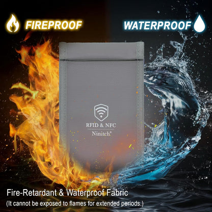 Faraday Bags for Phone Privacy & Security - Signal Blocking Pouch for GPS/WIFI/5G/RFID - Fireproof & Waterproof Anti-Drop Case for Travel & Data Protection Black