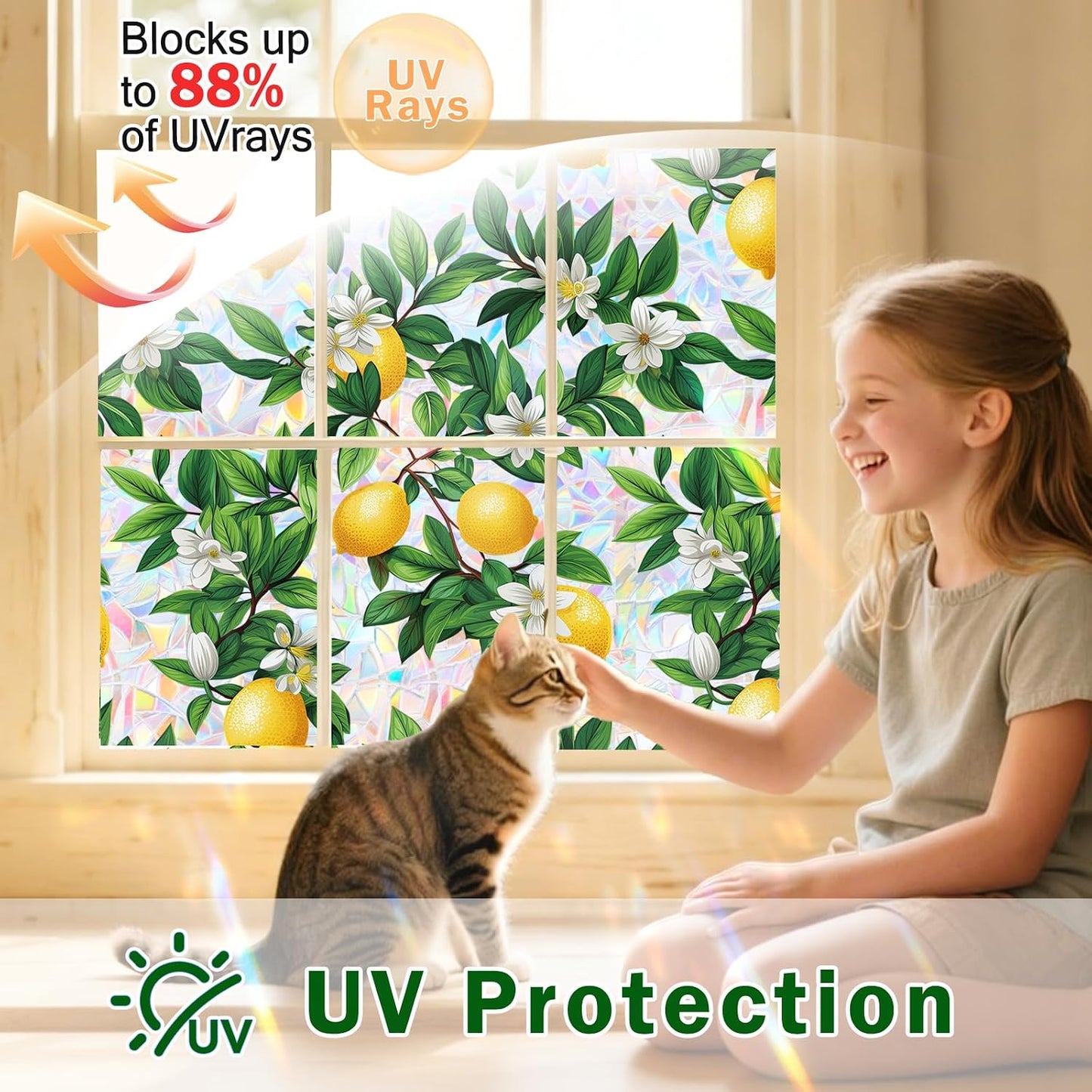 Frosted Glass Window Film, Decorative Sun Heat Blocking,Anti UV Save Energy